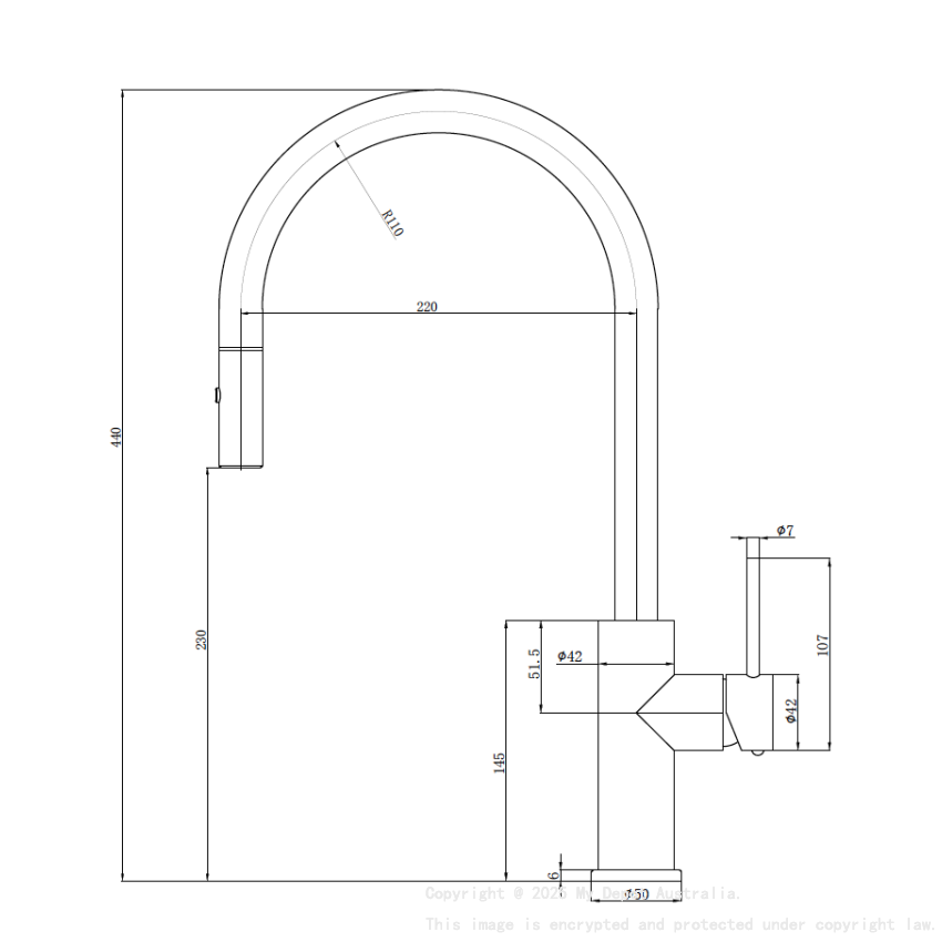 Otus Slimline SS Gooseneck Pull-Out Sink Mixer Brushed Stainless Steel