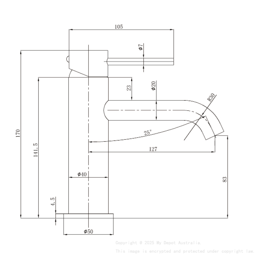 Otus Slimline SS Basin Mixer Curved Spout in Chrome