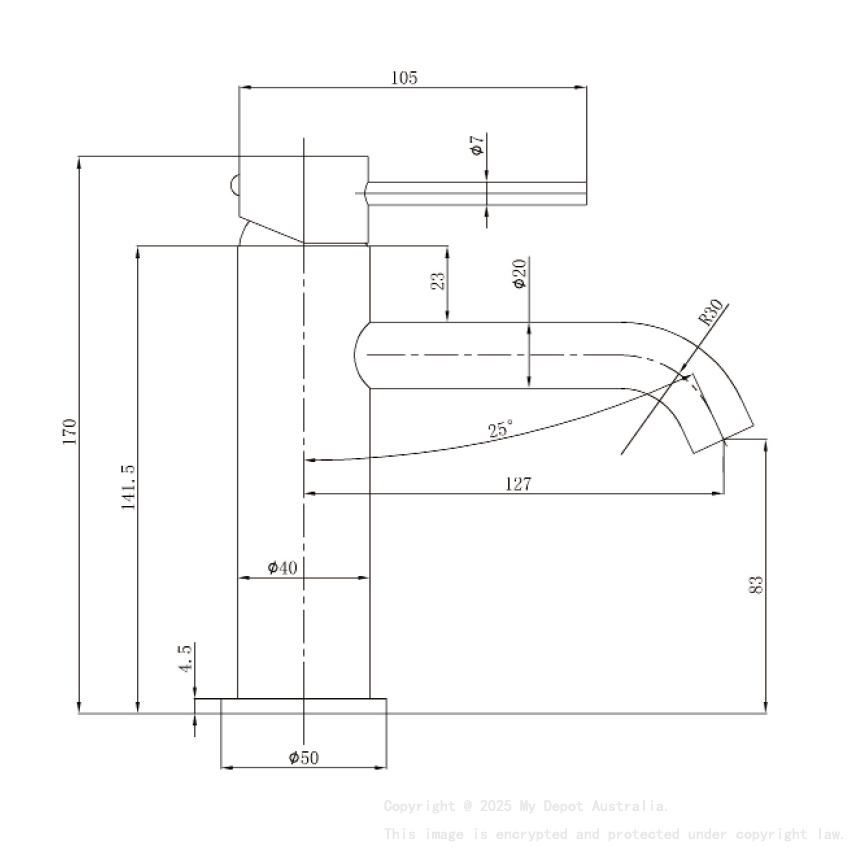 Otus Slimline SS Basin Mixer Curved Spout in Matt Black