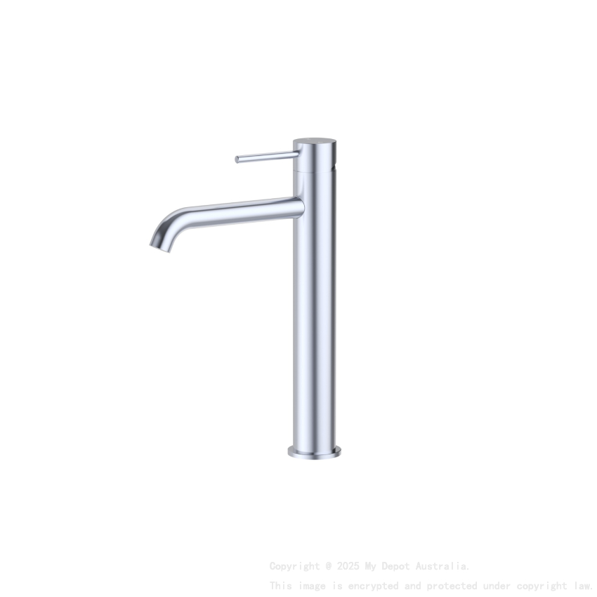 Otus Slimline SS Highrise Basin Mixer Curved Spout in Chrome