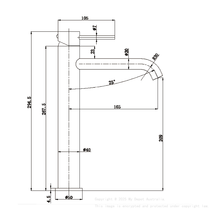 Otus Slimline SS Highrise Basin Mixer Curved Spout in Chrome