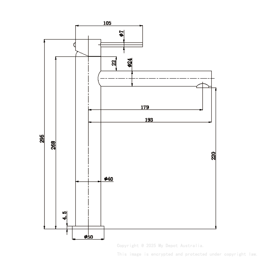 Otus Slimline SS Highrise Basin Mixer in Gun Metal 