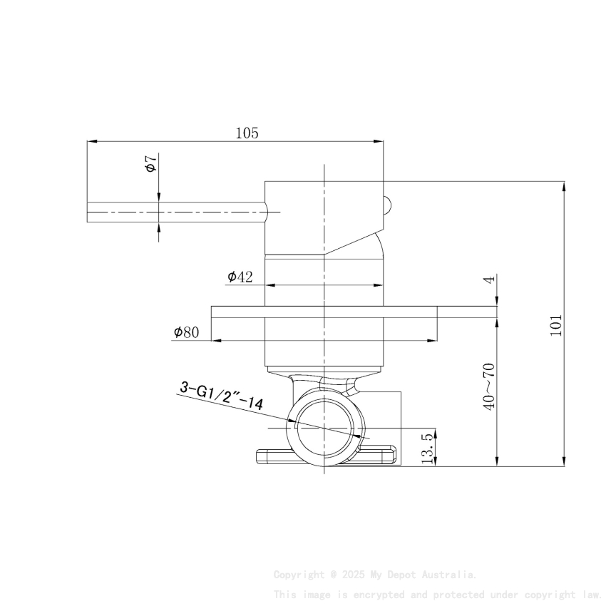 Otus Slimline Wall Mixer Body Lever Up