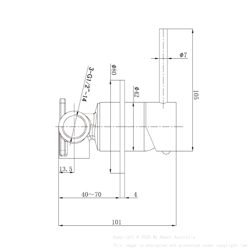 Otus Slimline SS Wall Mixer Trim Kits Brushed Copper