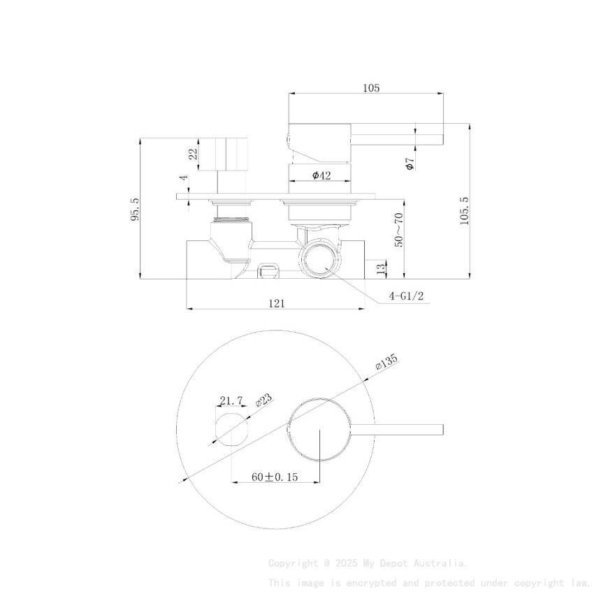 Otus Slimline SS Wall Diverter Mixer Trim Kits Brushed Stainless Steel