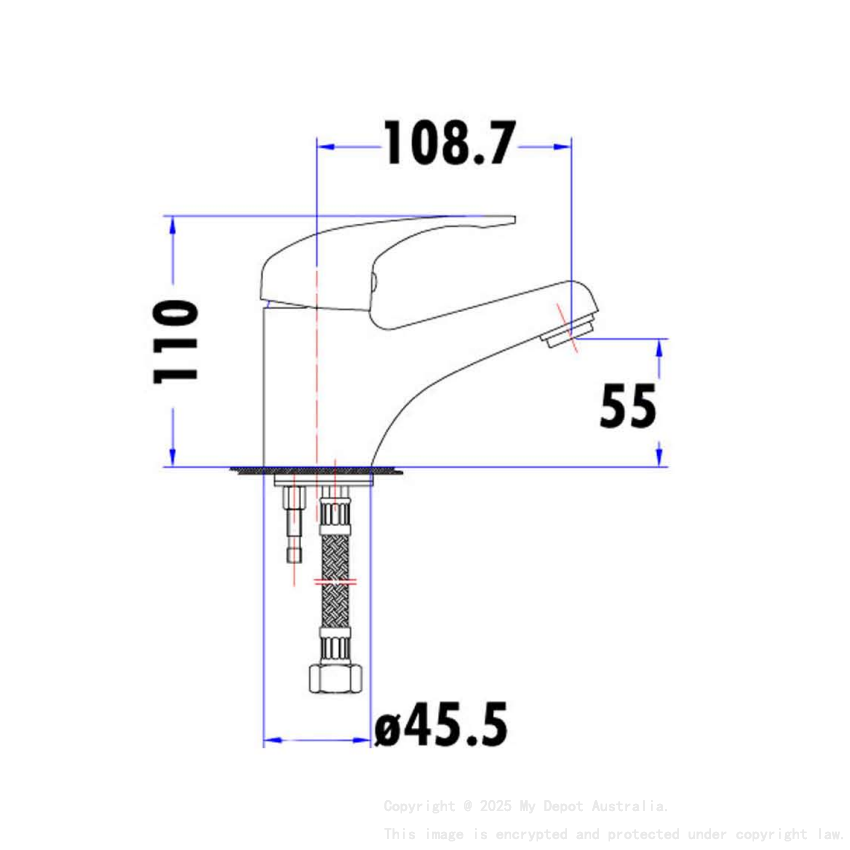 Ruby Slim Rectangle Handle Basin Mixer Chrome