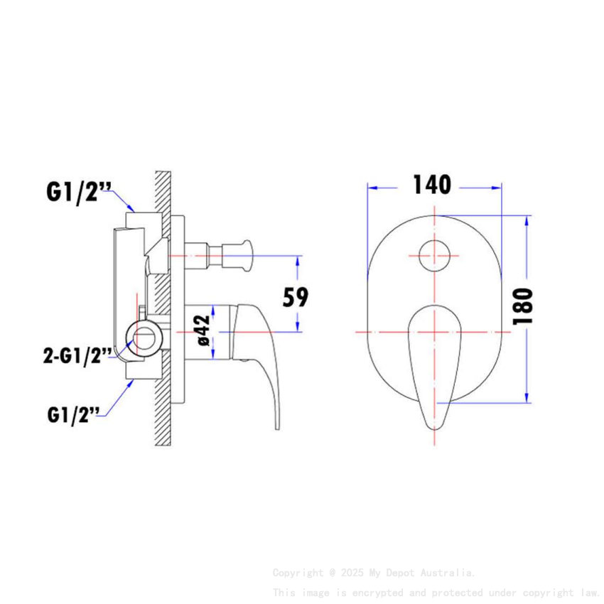 Ruby Wall Mixer with Diverter Chrome