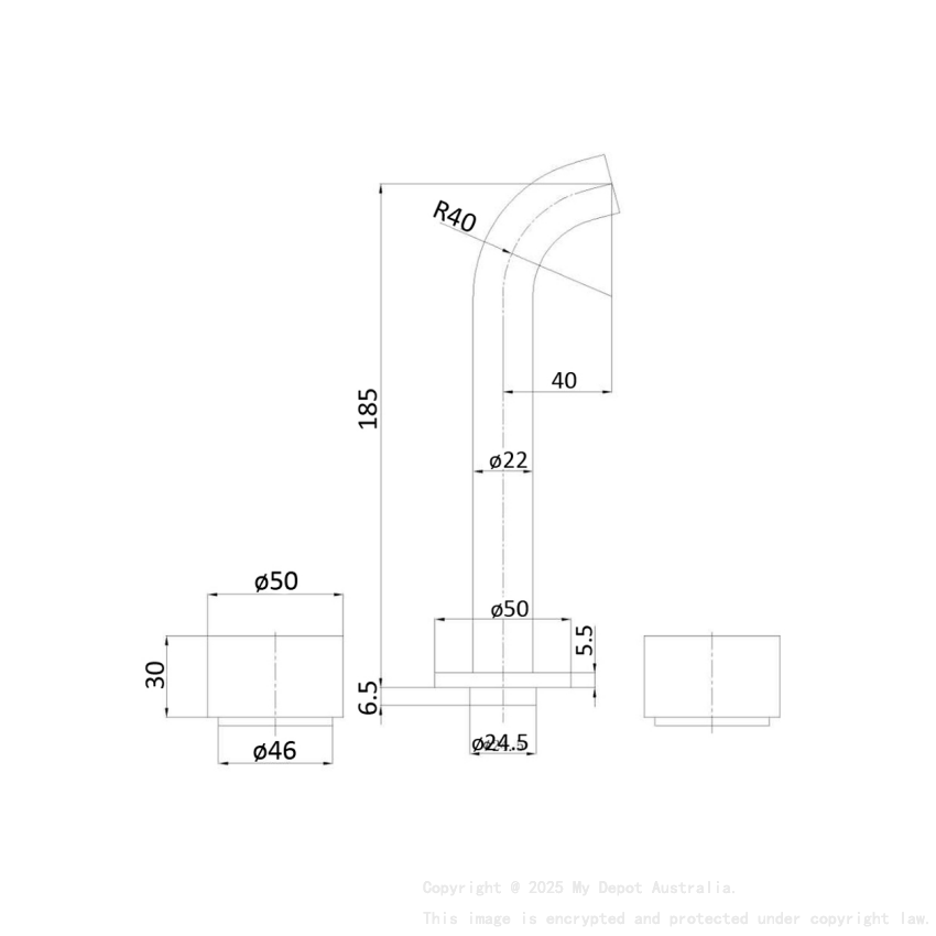 Tana 1/4 turn C/D Bath Set Matt Black