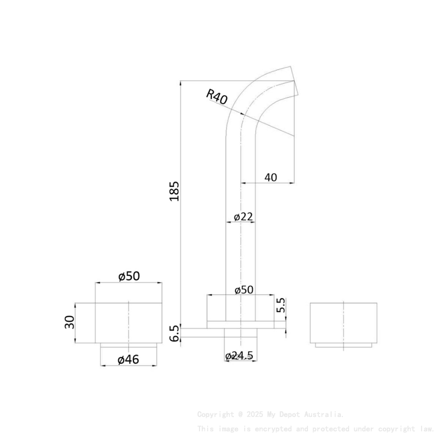 Tana 1/4 turn C/D Bath Set Chrome