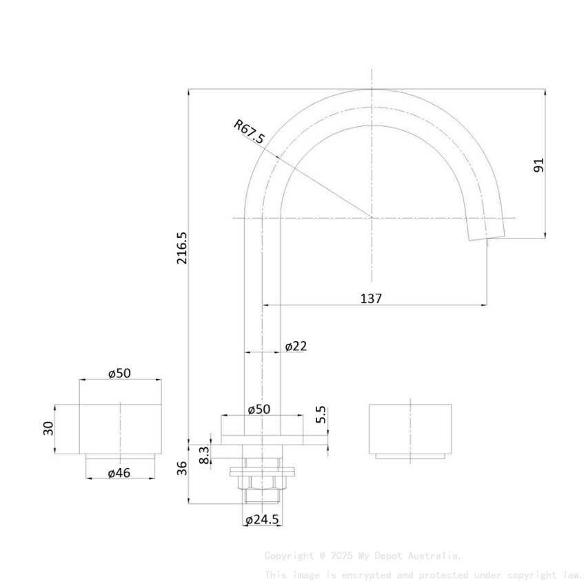 Tana 1/4 turn C/D Basin Set Chrome