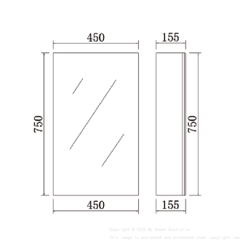 450*155*750mm Alpha PVC Shaving Cabinets