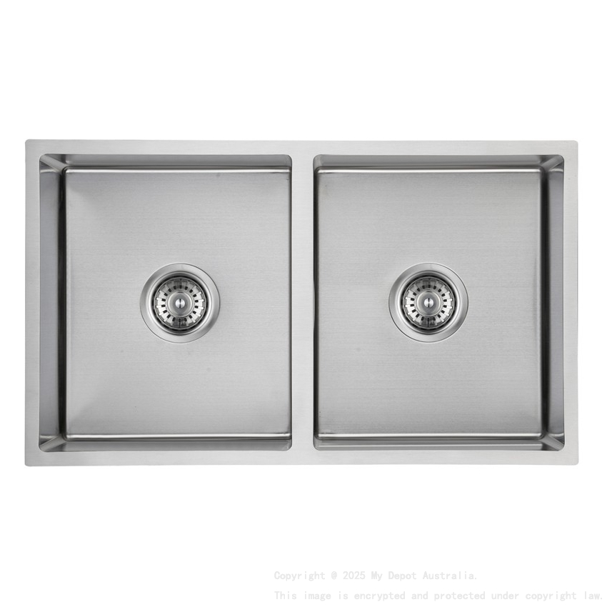 New Cora Double Bowl Above/Undermout Sink 750mm 93 degree 304 Stainless Steel