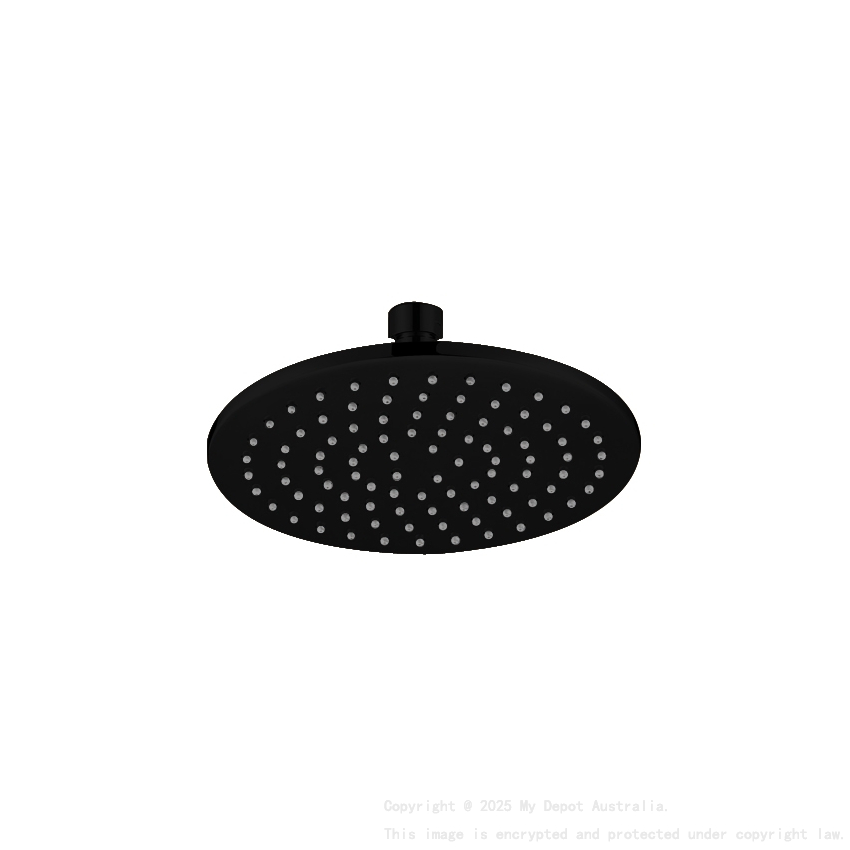 Cora Round Brass Shower Head 200 mm Matt Black