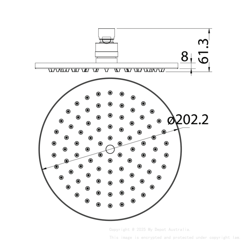 Cora Overhead Shower 200mm Brushed Nickel