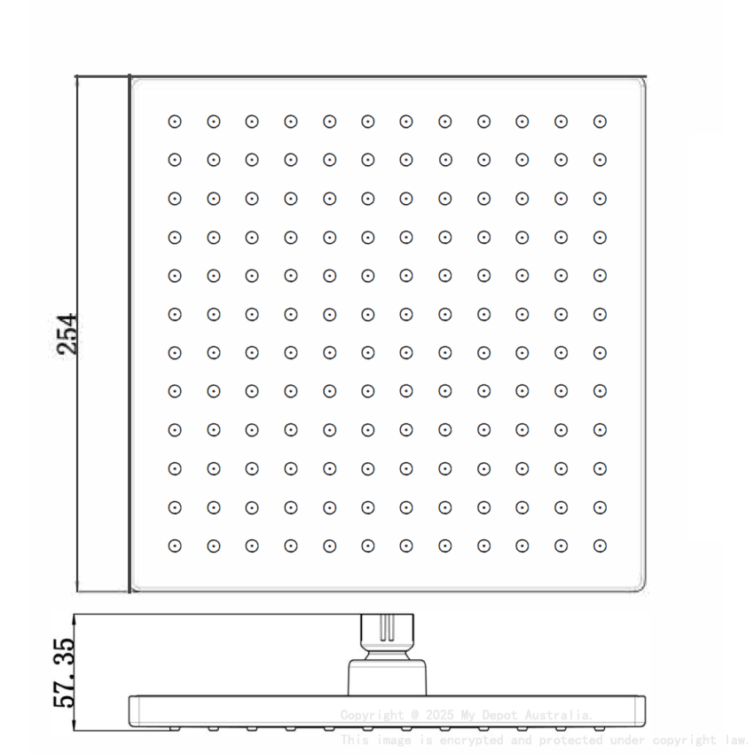 Rosa Square Overhead Shower Gun Metal