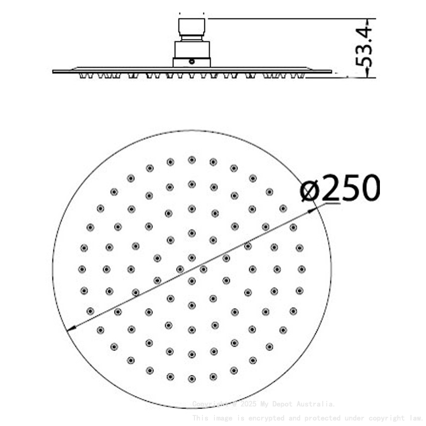 Dove Round Overhead Shower 250mm,Brushed Gold