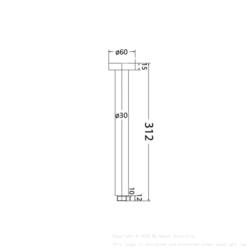 Round Vertical Shower Arm Brushed Gold