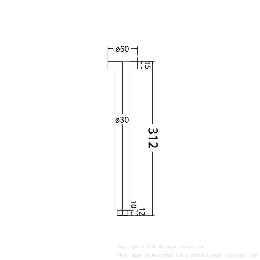 Round Vertical Shower Arm Brushed Nickel