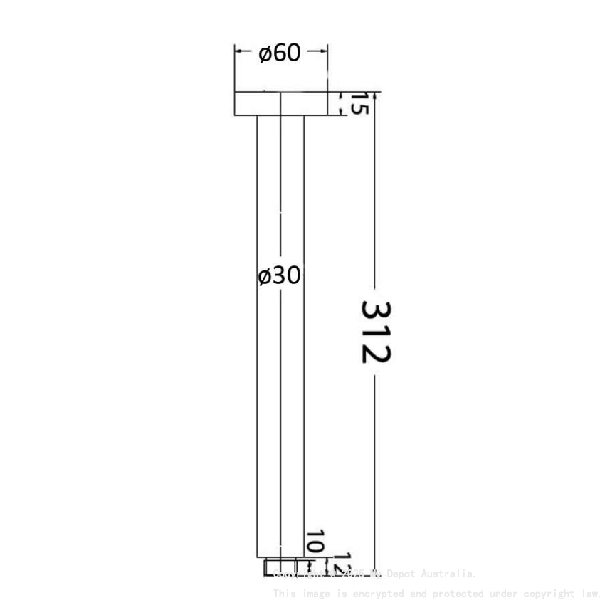 Round Vertical Shower Arm Chrome