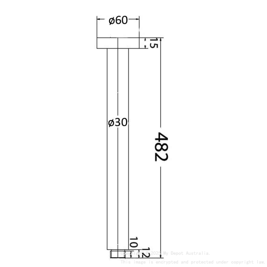 Round Vertical Shower Arm Chrome