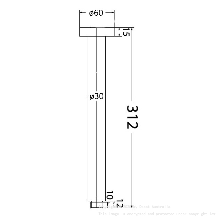 Round Vertical Shower Arm Brushed Stainless Steel