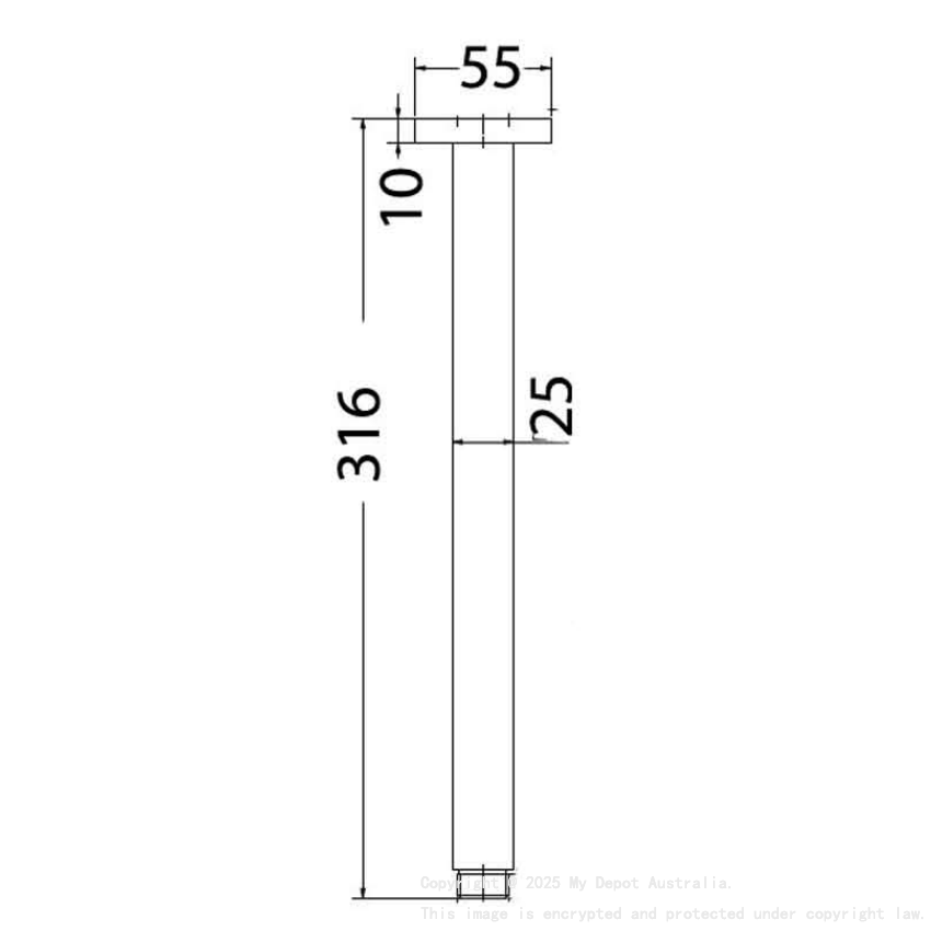 Square Vertical Shower Arm Brushed Nickel