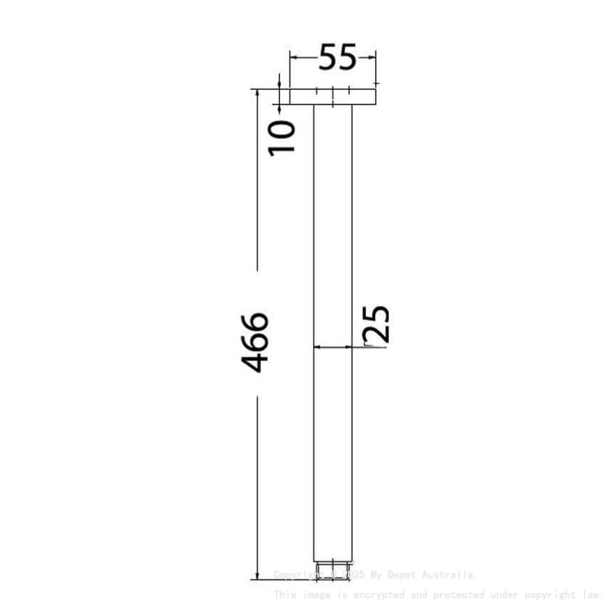 Square Vertical Shower Arm Chrome