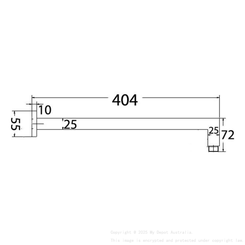 Square Horizontal Shower Arm Brushed Nickel