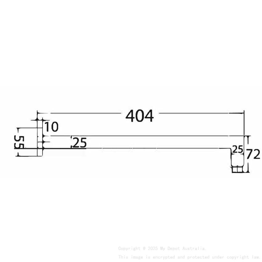 Square Horizontal Shower Arm Gun Metal