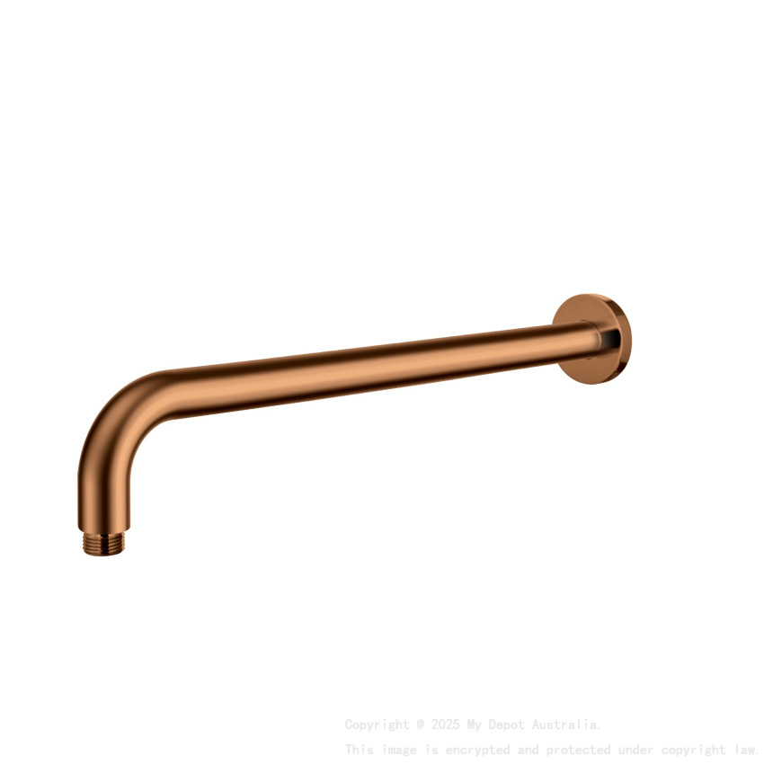 Round Horizontal Shower Arm Brushed Copper