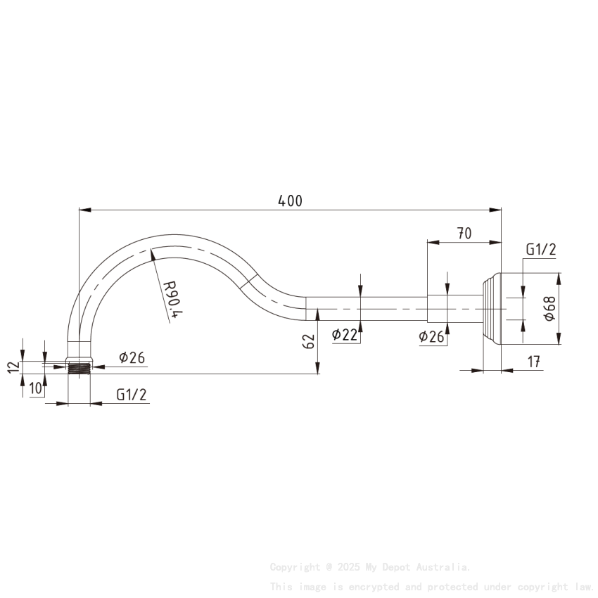 Clasico Shower Arm Chrome