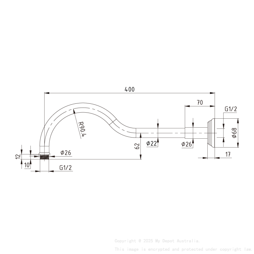 Clasico Shower Arm In Brushed Nickel
