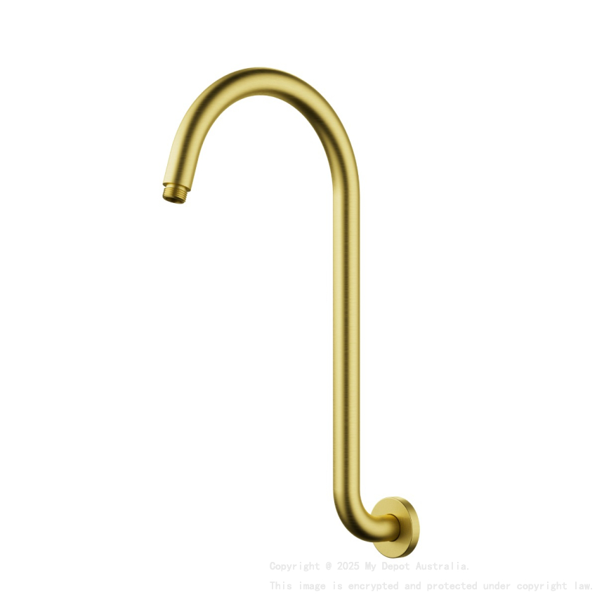 Clasico Gooseneck  Shower Arm High Rise Brushed Gold