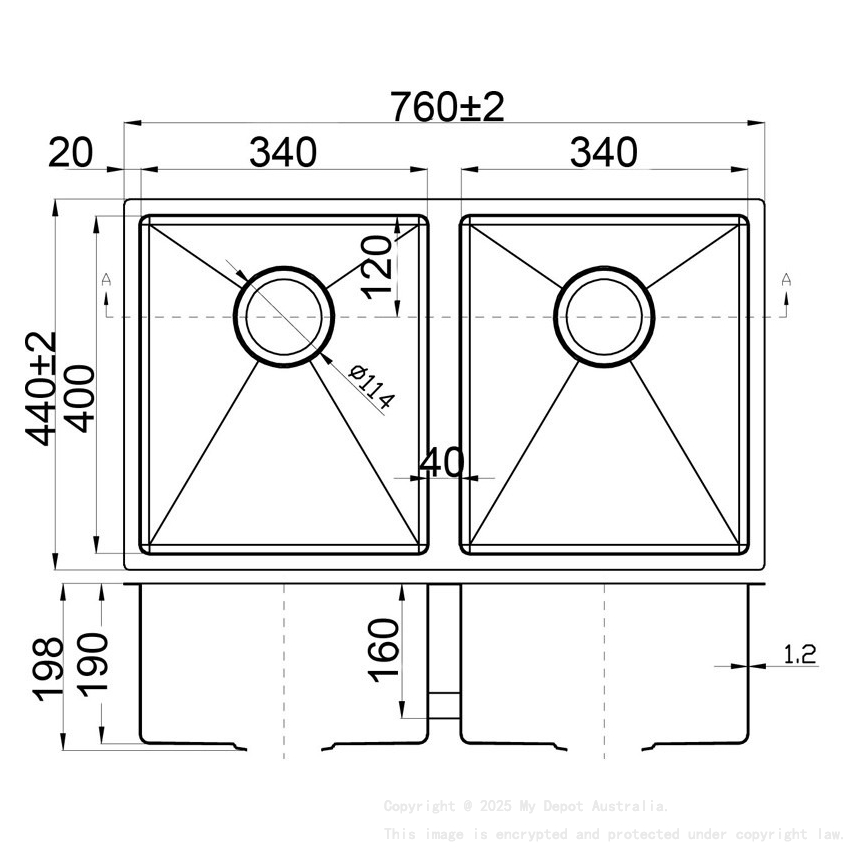 Stainless Steel Undermount Sink (R10 Corner) Matt Black