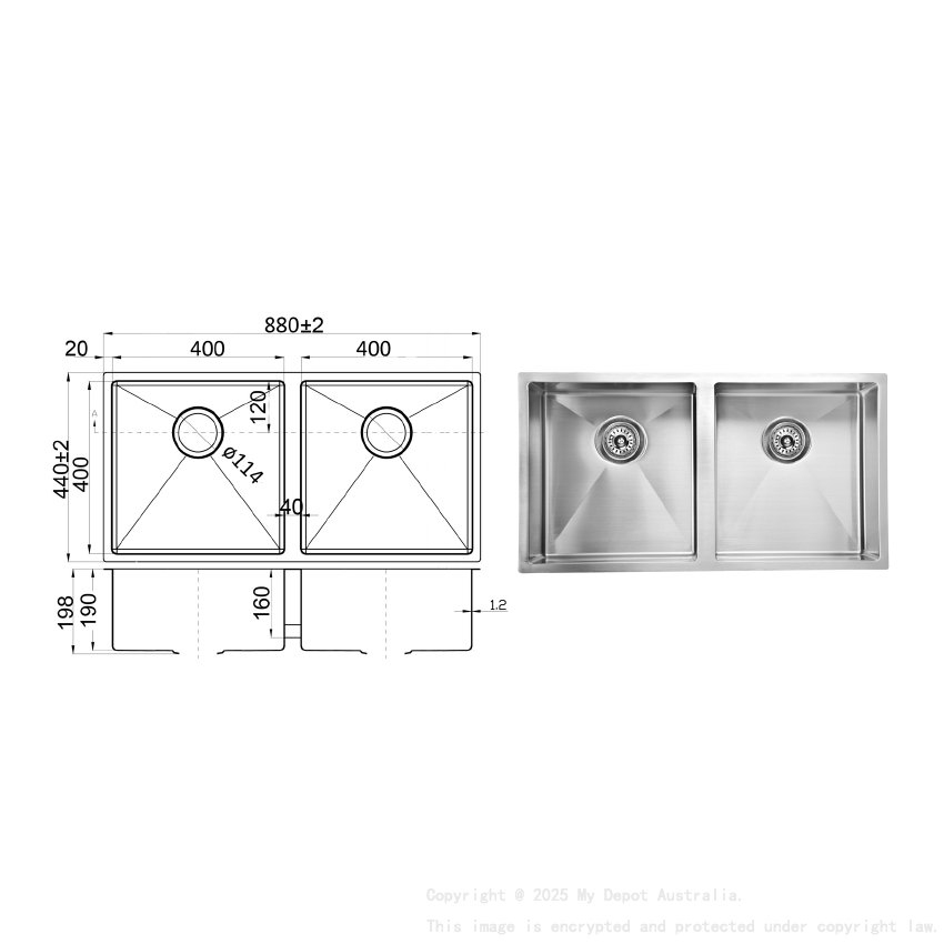 Eden Above / Undermount R10 880 x 440 x 200mm
