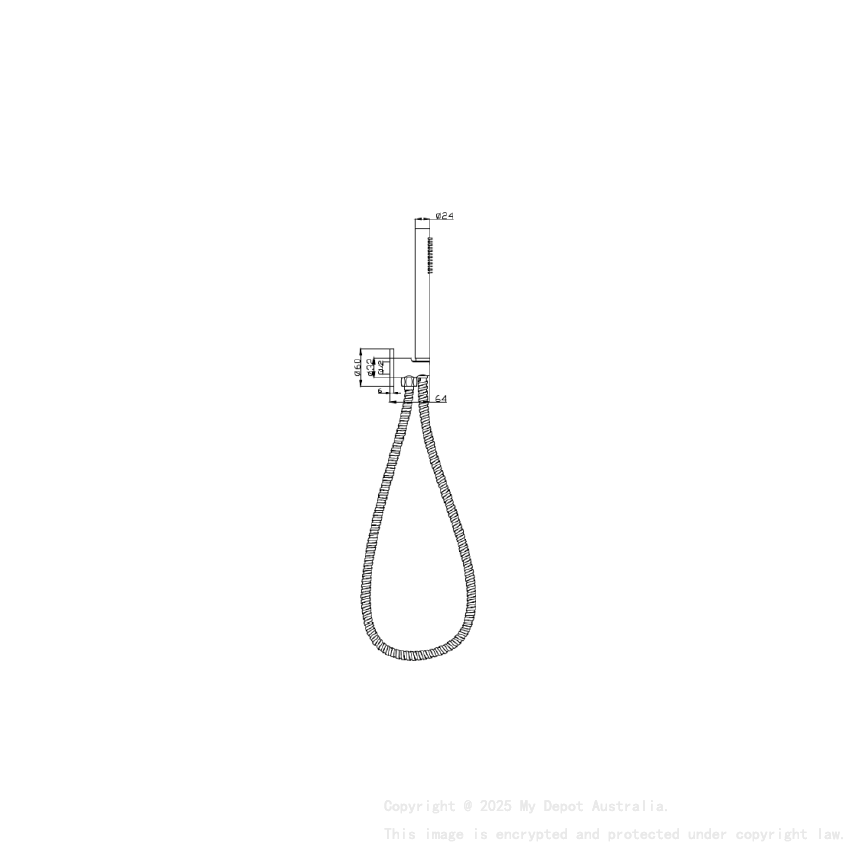 Tube Hand Shower On Wall Outlet Bracket Brushed Nickel