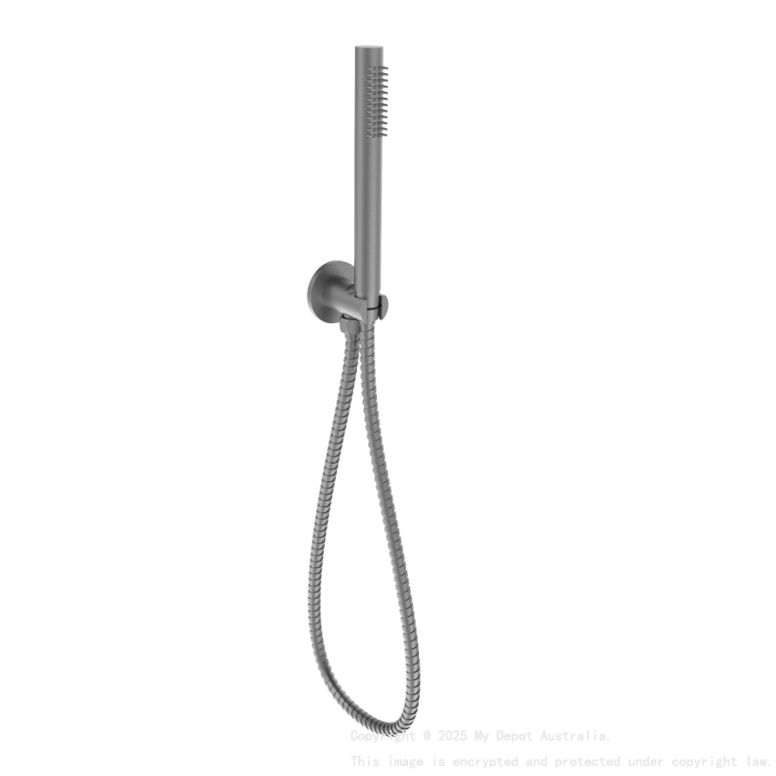 Tube Hand Shower On Wall Outlet Bracket  Gun Metal