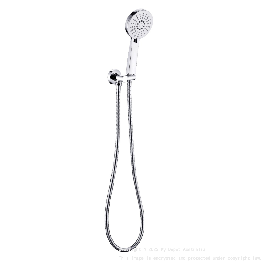 Maya Round Brass Hand Shower On Wall Bracket Chrome