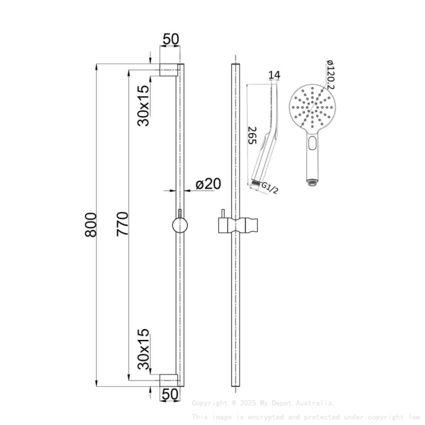 Cora Round Sliding Shower Set Brushed Gold
