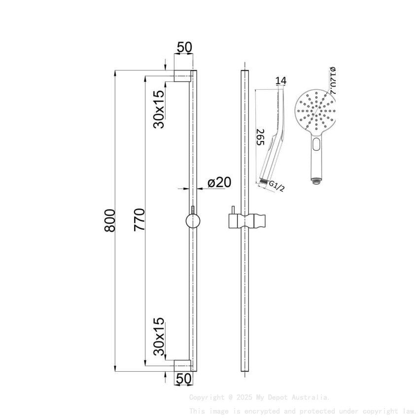 Cora Round Sliding Shower Set Gun Metal