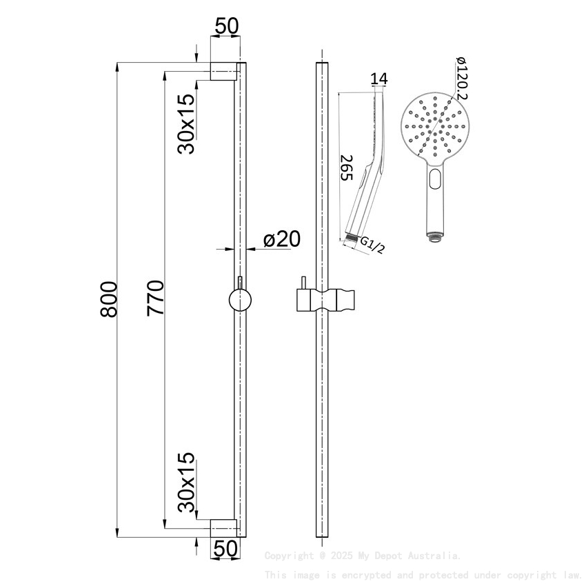 Cora Round Sliding Shower Set Brushed Stainless Steel