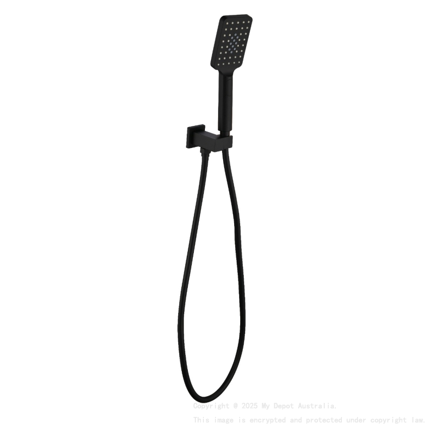 Eden Square Hand Shower On Wall Outlet Bracket Matt Black