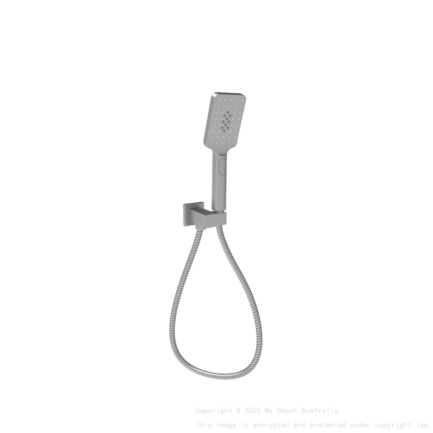 Eden Square Hand Shower On Wall Outlet Bracket Gun Metal