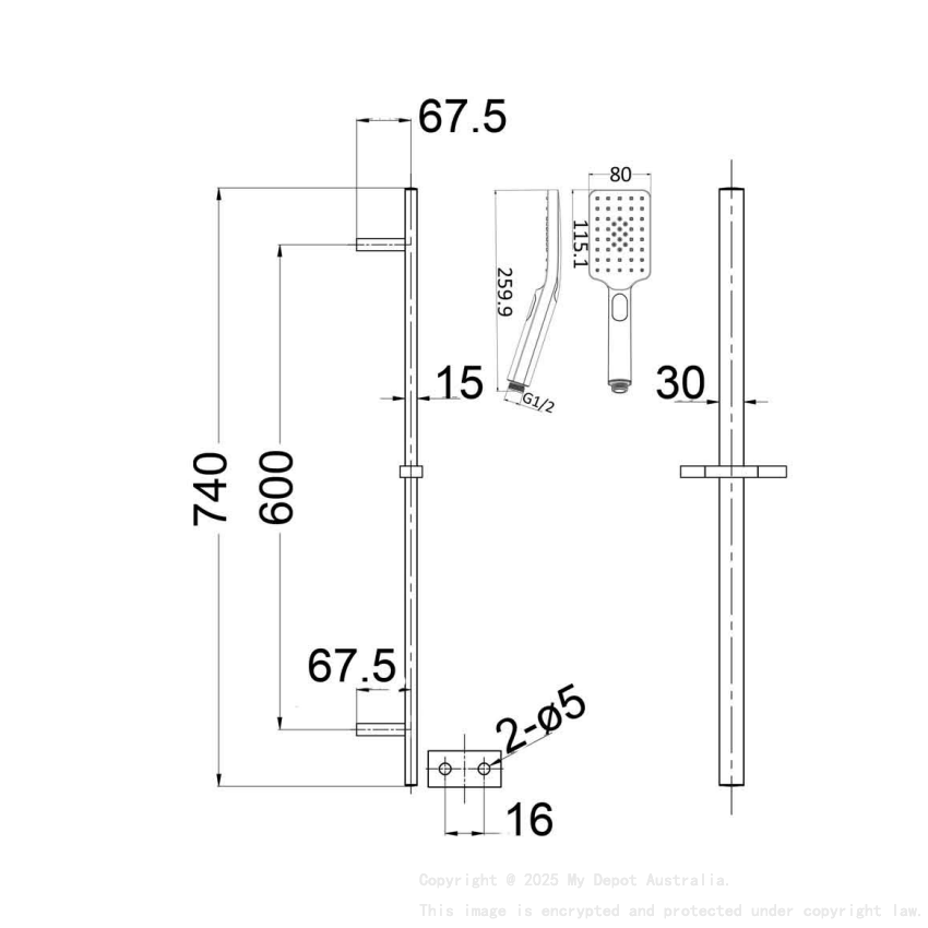 Eden Square Sliding Shower Set