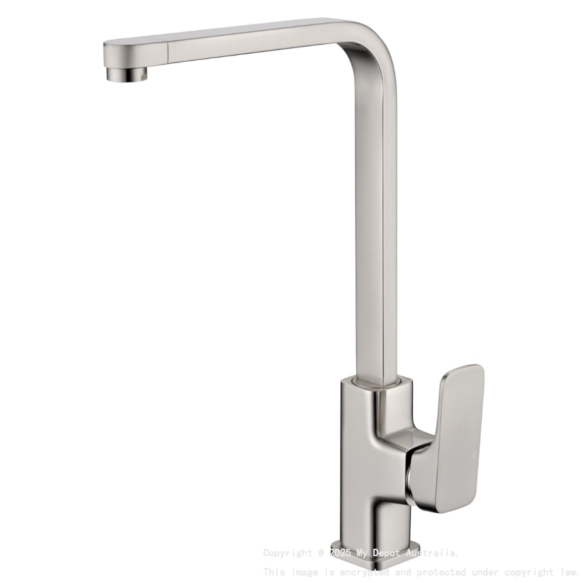 Eden Round Cornered Rectangle Handle Sink Mixer Brushed Nickel