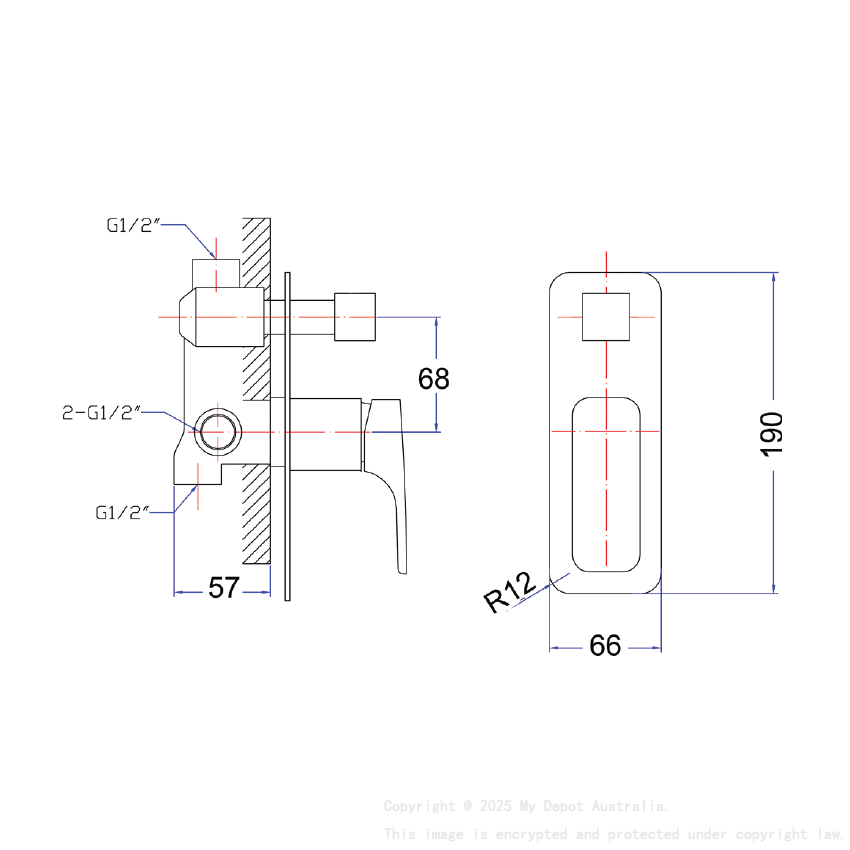 Eden Wall Mixer with Diverter Chrome