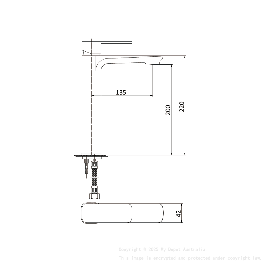 Nova High Rise Basin Mixer Brushed Nickel 