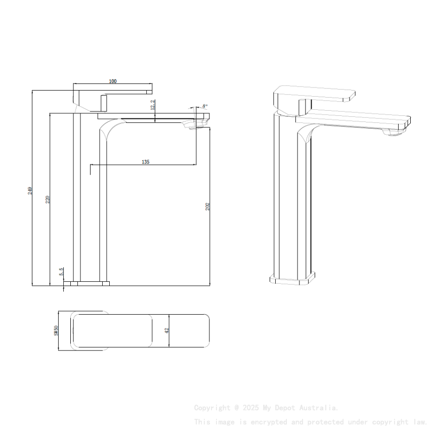 Nova II Highrise Basin Mixer Chrome