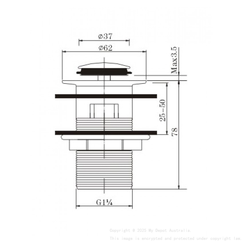 Gun Metal Grey 32/40mm Solid Brass Basin Pop Up Waste with Overflow