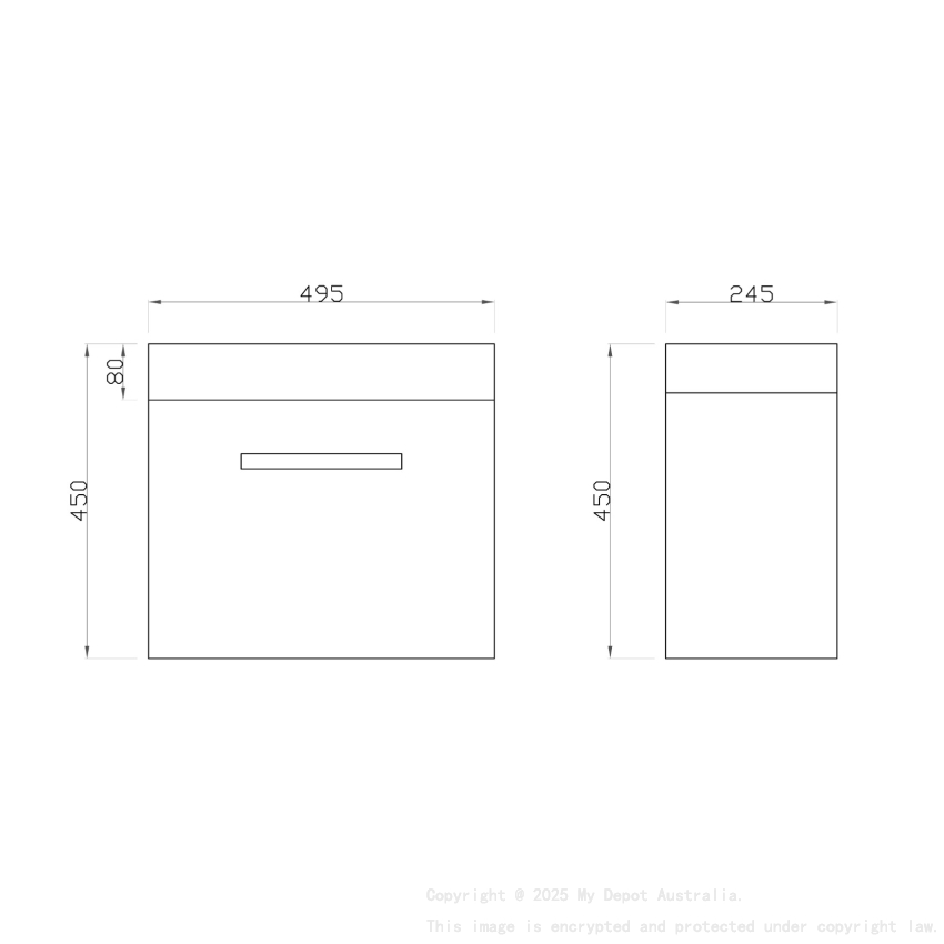 500mm Dark Grey MDF Bathroom Vanity Single Door Wall Hung Cabinet Only 